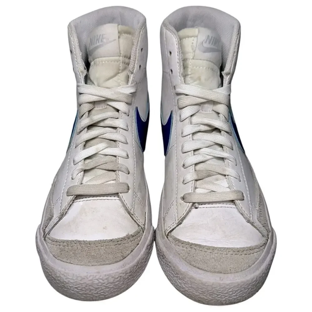 Nike Kids Size 4.5Y White Blue Blazer Mid Sneakers DA4086-113